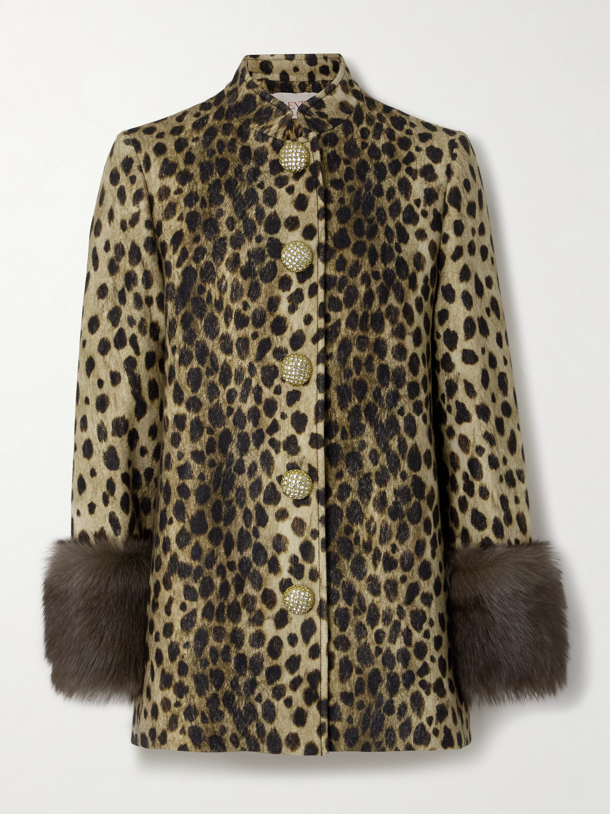 Valentino Garavani - Leopard-print plush-trimmed wool-felt jacket