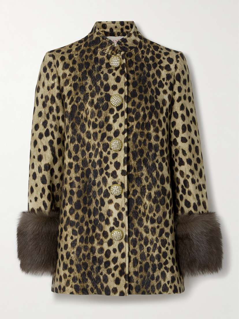 Valentino Garavani Leopard-print Plush-trimmed Wool-felt Jacket
