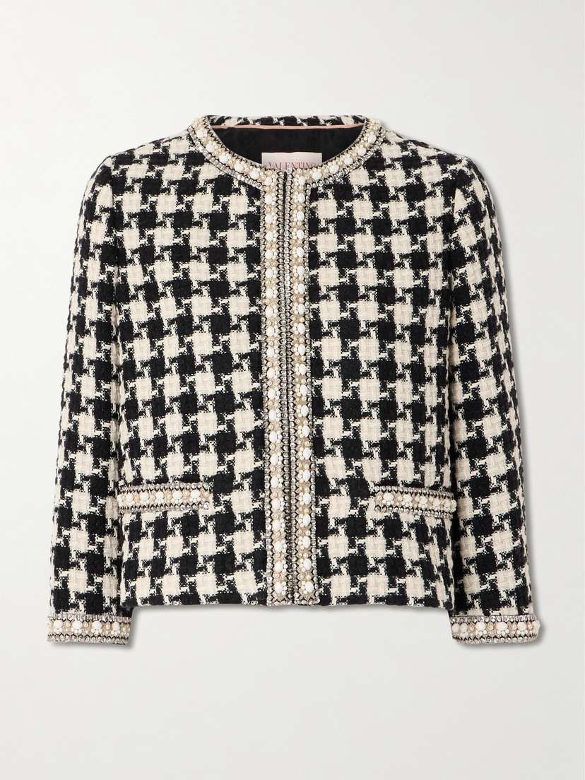 Valentino Garavani Embellished Checked Tweed Jacket