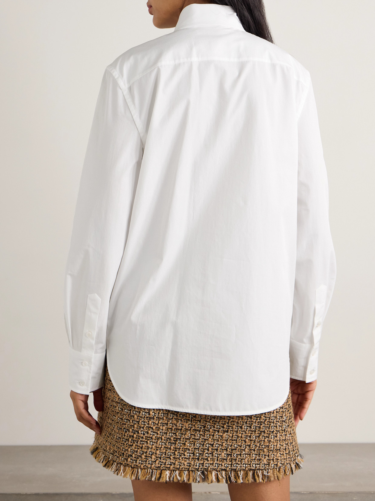 Valentino Faux Pearl-embellished Cotton Poplin Shirt In White