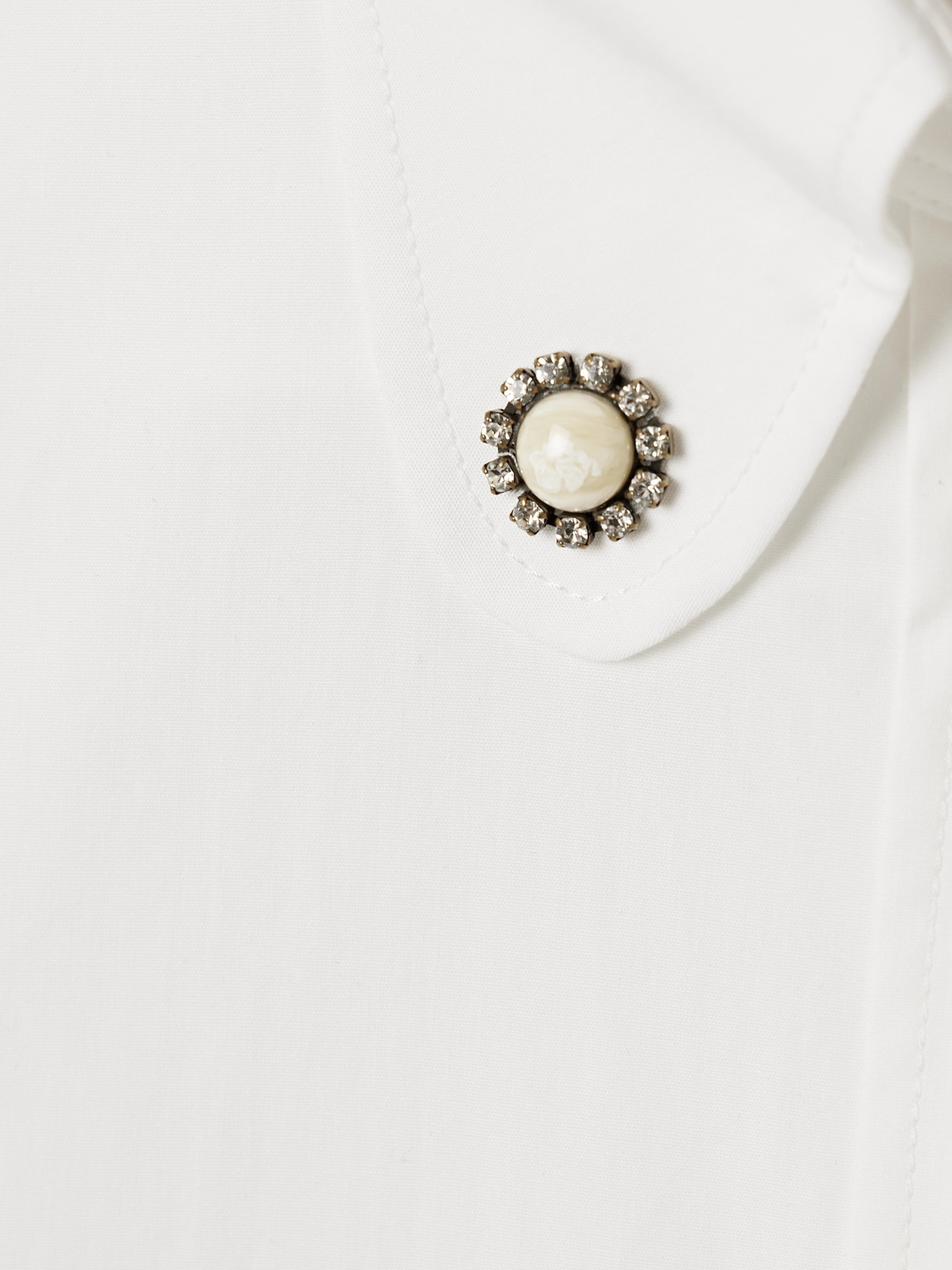 Valentino Faux Pearl-embellished Cotton Poplin Shirt In White