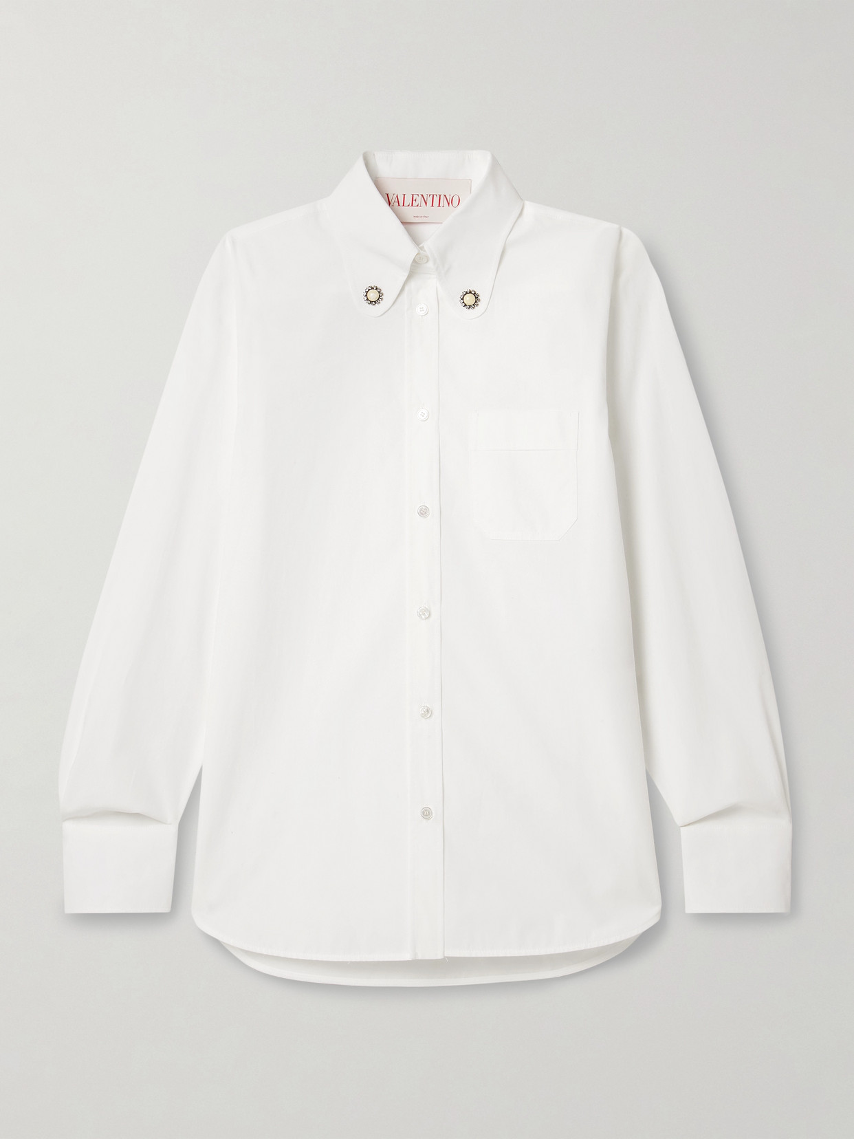 Valentino Tailored White Cotton Shirt With Decorative Buttons In White