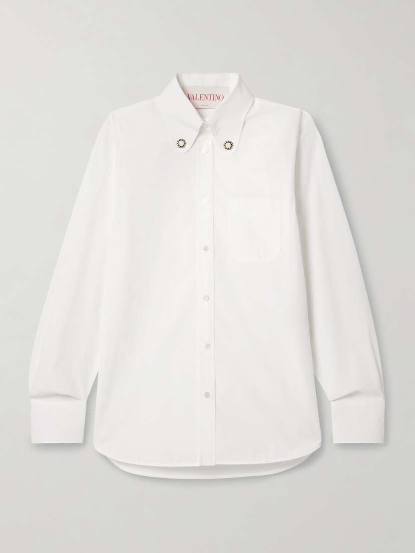 Valentino Garavani — Embellished cotton-poplin shirt
