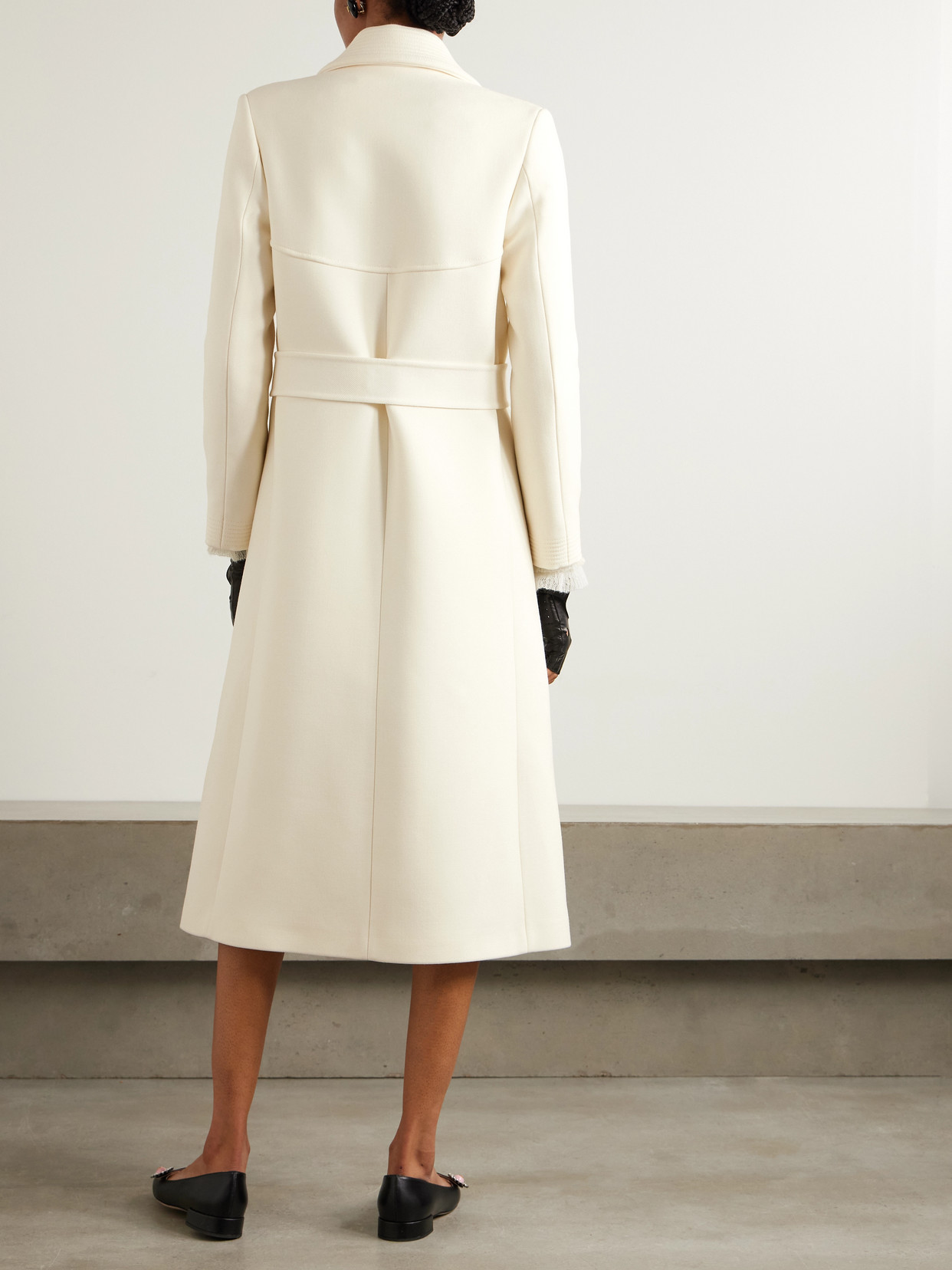 Valentino Womens Brand-hardware Single-breasted Wool-blend Long Coat Avorio In Ivory
