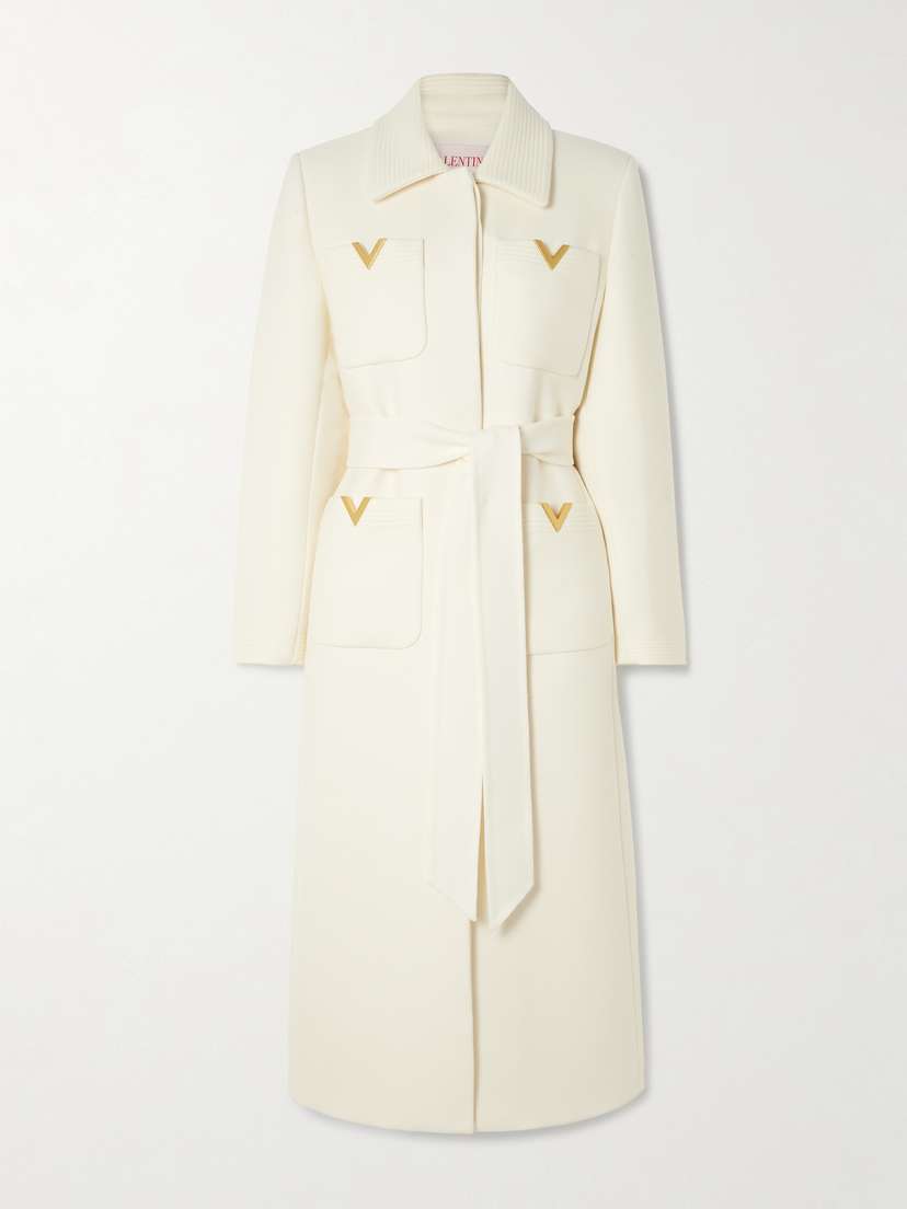 Valentino Garavani Embellished Wool And Silk-blend Twill Coat