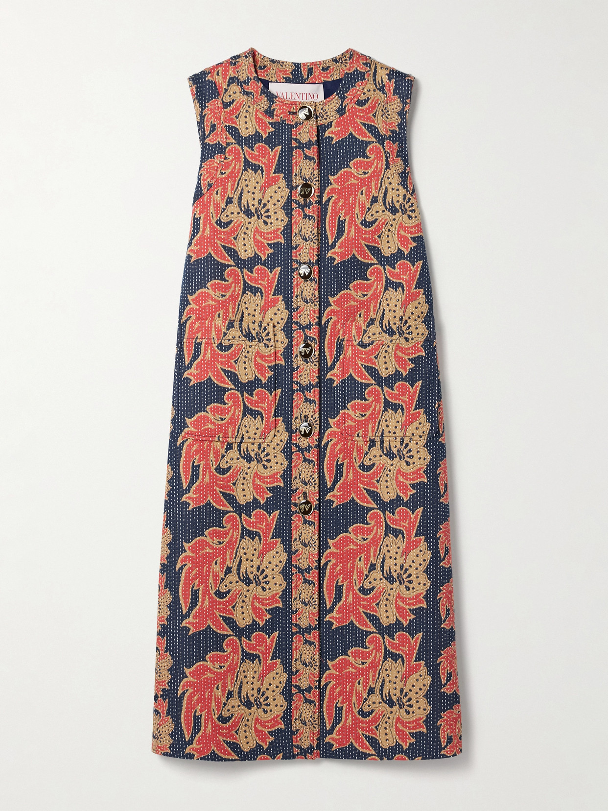 Valentino Après L'hiver Cotton-blend Jacquard Midi Dress In Red