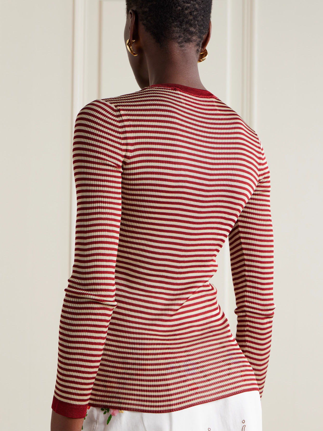 Valentino Striped T-shirt In Red/ecru'
