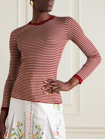 Valentino Garavani Ribbed striped silk sweater