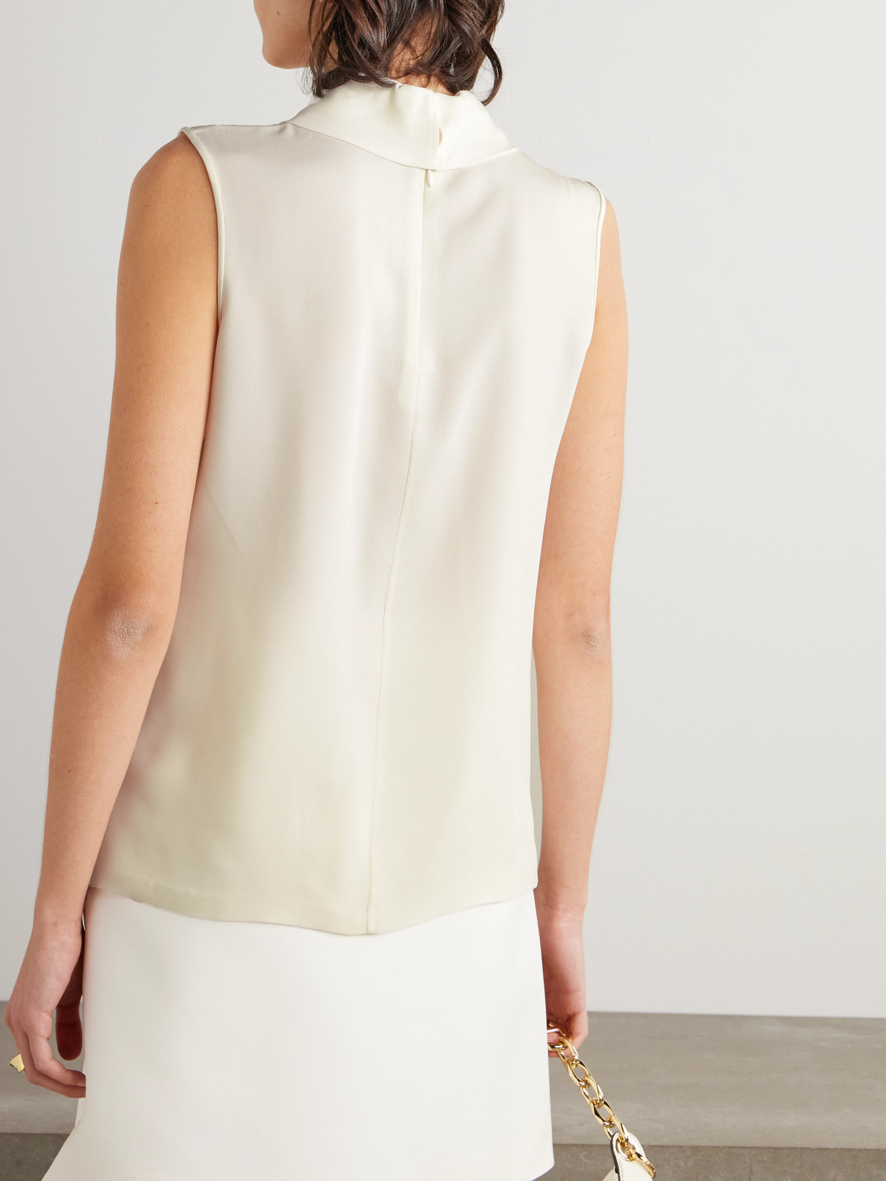 Shop Valentino Silk-georgette Blouse In Ivory