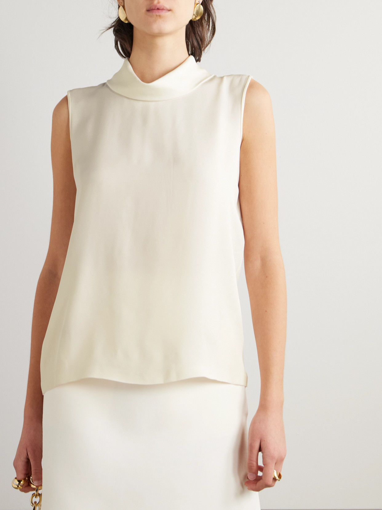 Shop Valentino Silk-georgette Blouse In Ivory