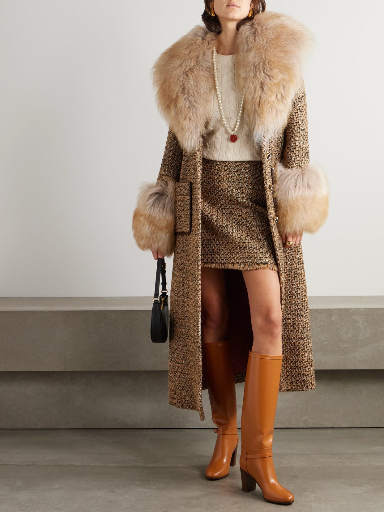 Garavani - Ruffle-Trimmed Embellished Cable-Knit Cashmere Sweater