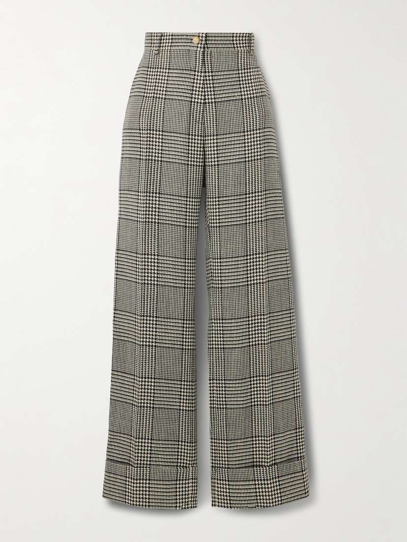 Valentino Garavani Prince Of Wales Checked Wool Wide-leg Pants