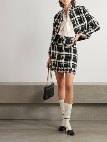 Valentino Garavani Checked wool-blend tweed bouclé mini skirt