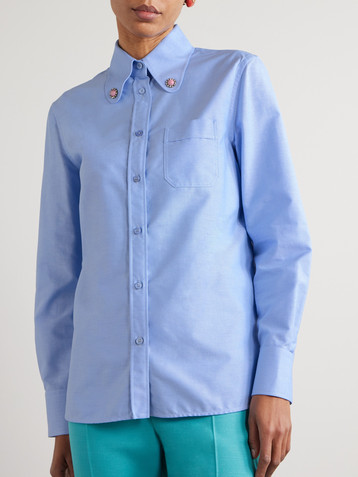 Valentino Garavani Embellished cotton Oxford shirt