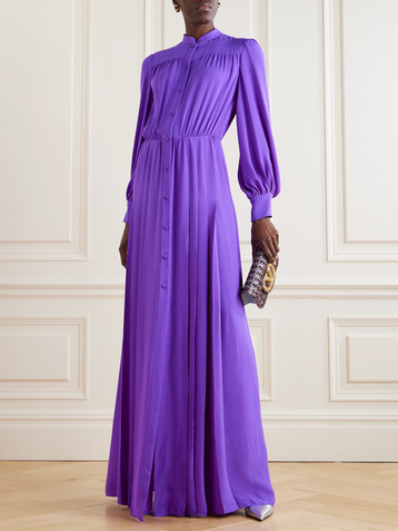 Valentino Garavani Gathered pleated silk-georgette gown