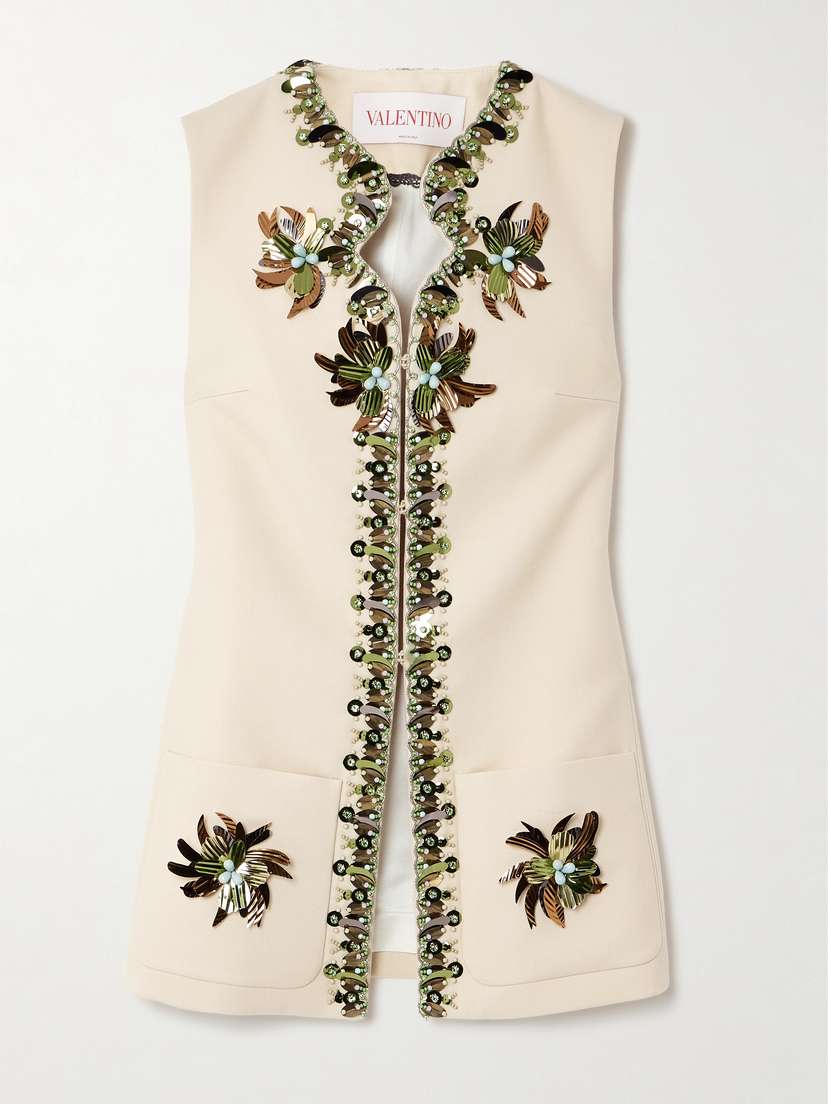 Valentino Garavani — Embellished wool and silk-blend twill vest