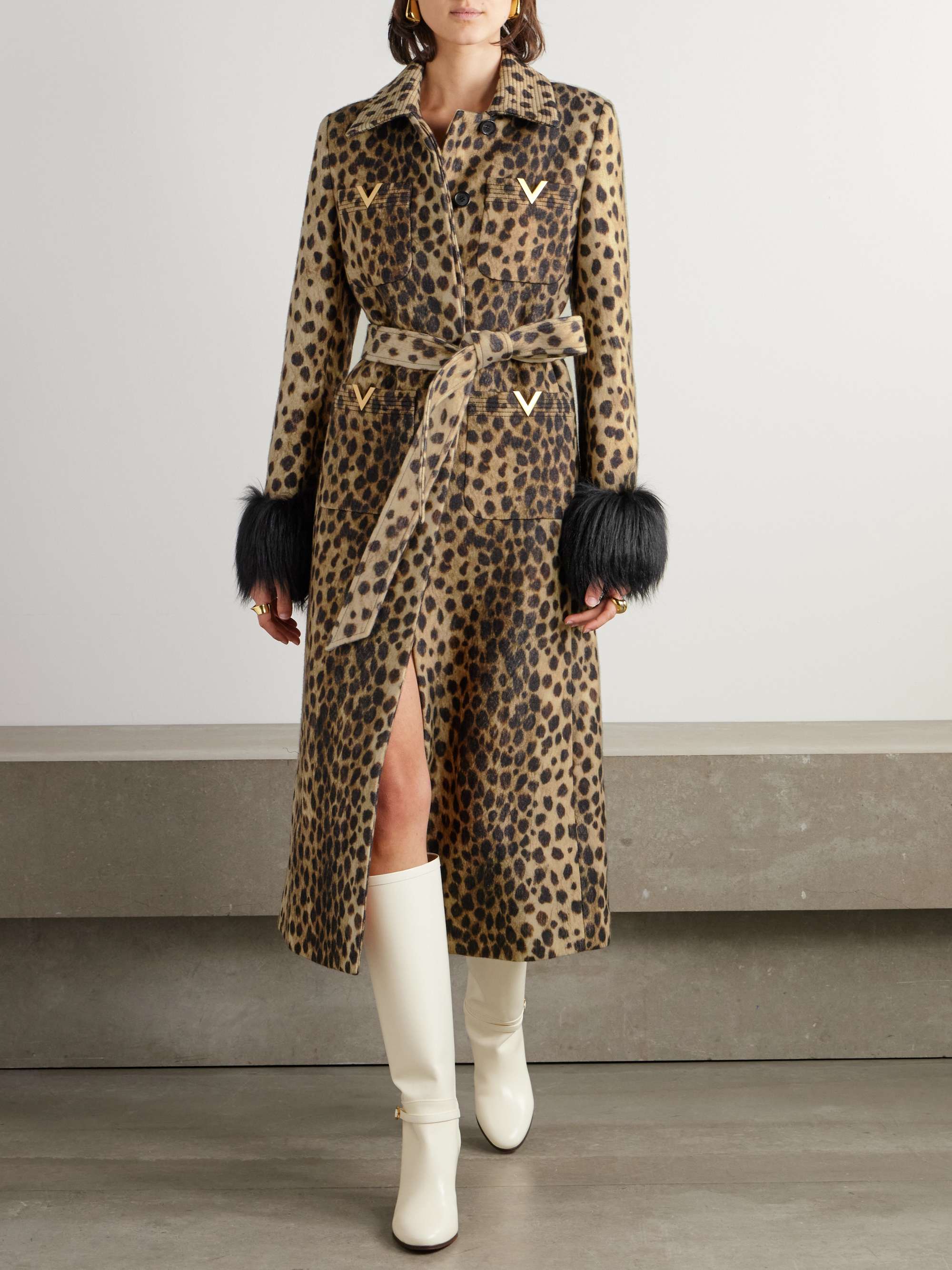Convertible Faux Fur Tippet Coat