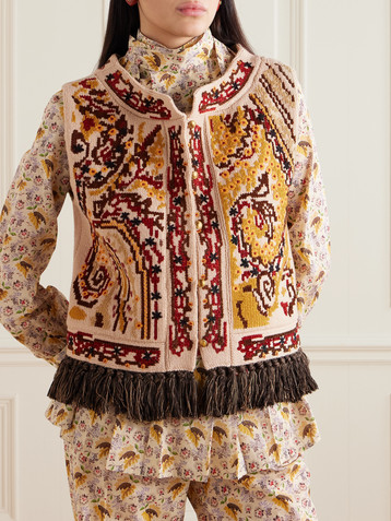 Valentino Fringed embroidered wool vest