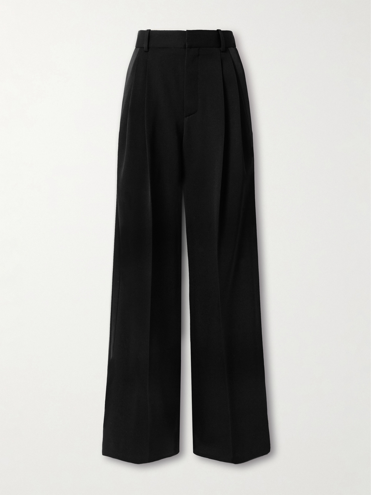 Saint Laurent Grain De Poudre Wool Wide-leg Pants In Black