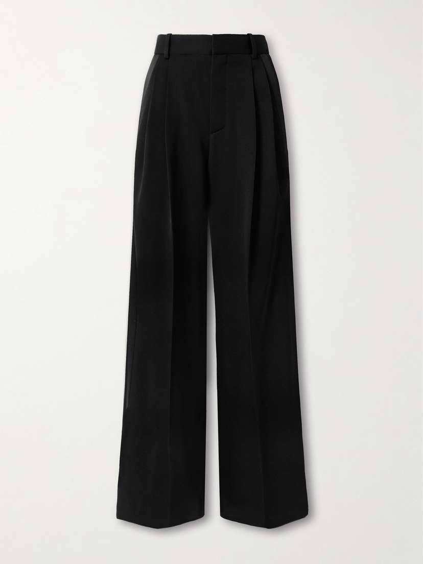 Saint Laurent Grain De Poudre Wool Wide-leg Pants