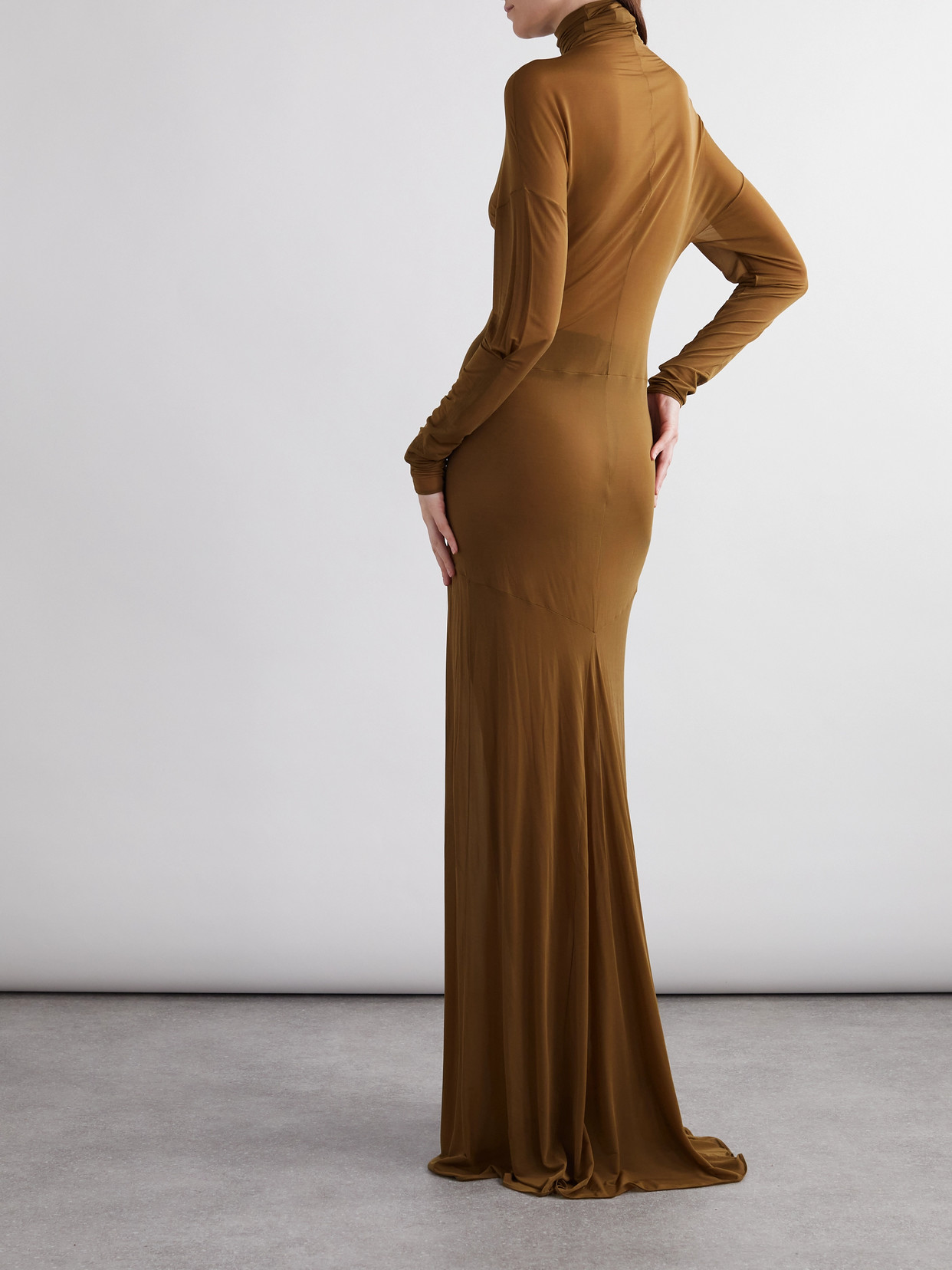 Saint Laurent Stretch-jersey Maxi Dress In Brown