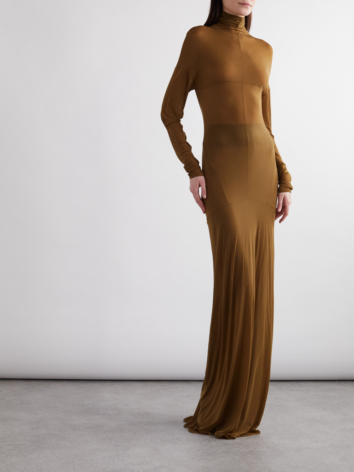 Saint Laurent Stretch-jersey Maxi Dress In Brown