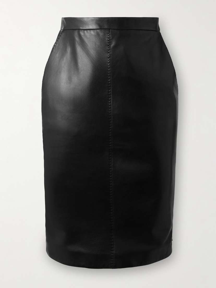 Saint Laurent Leather Midi Skirt
