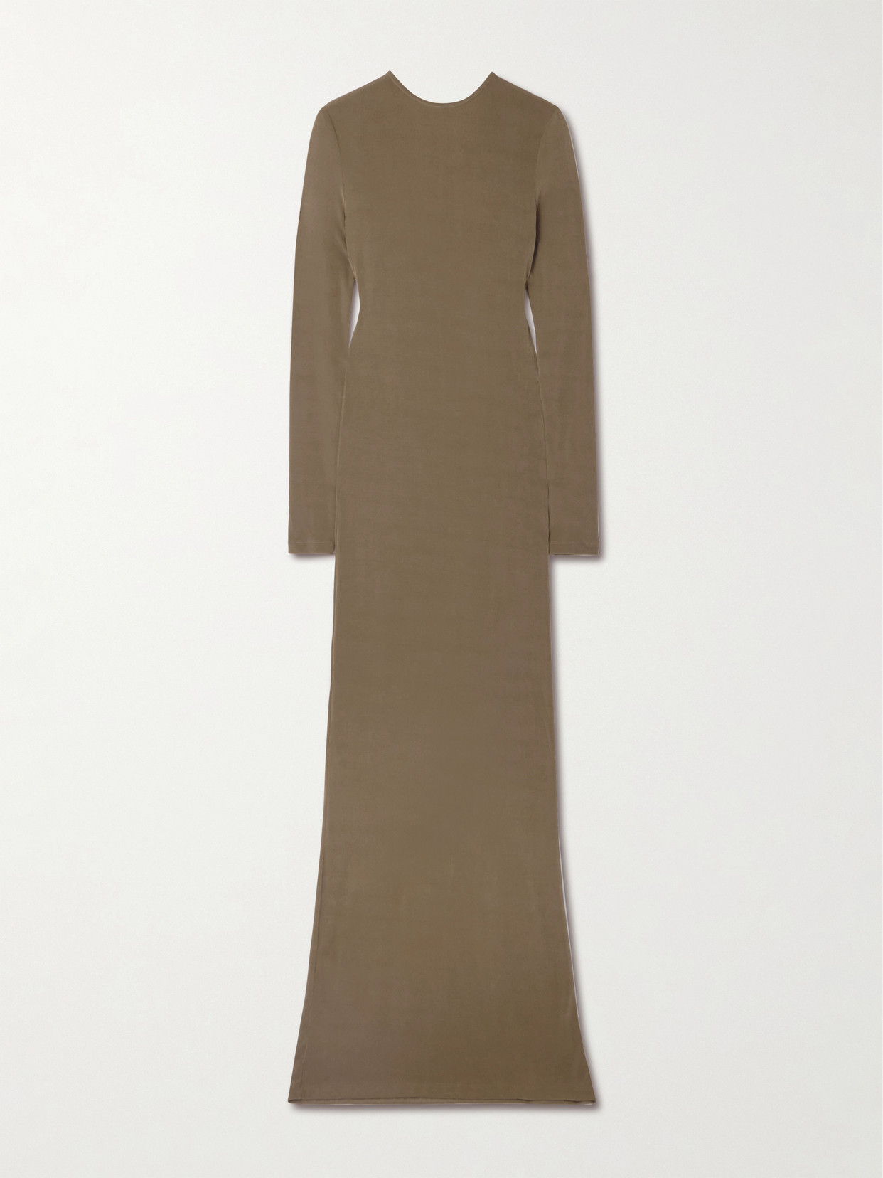 Saint Laurent Twist-back Jersey Maxi Dress In Brown