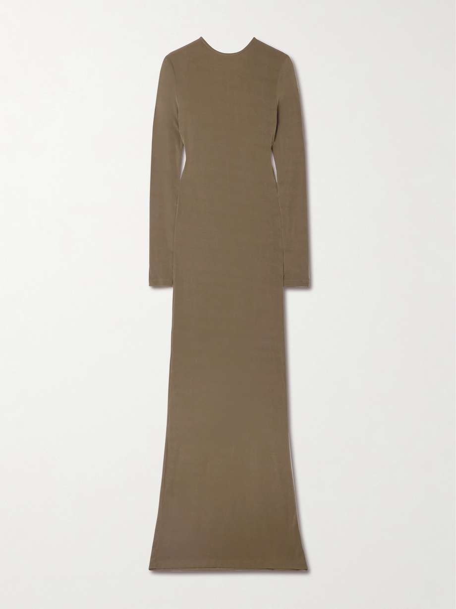twist-back jersey maxi dress