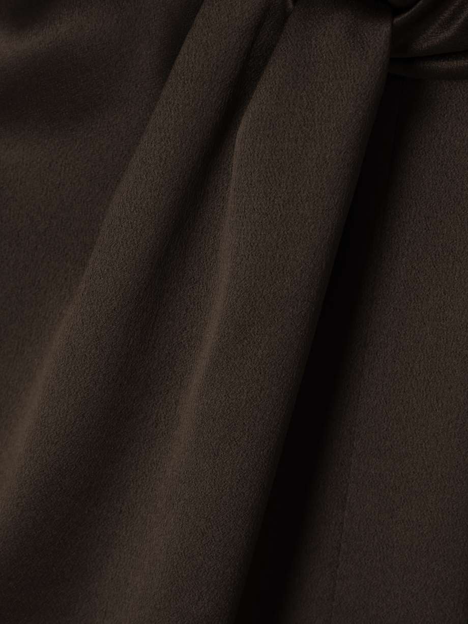 twisted silk-satin turtleneck mini dress