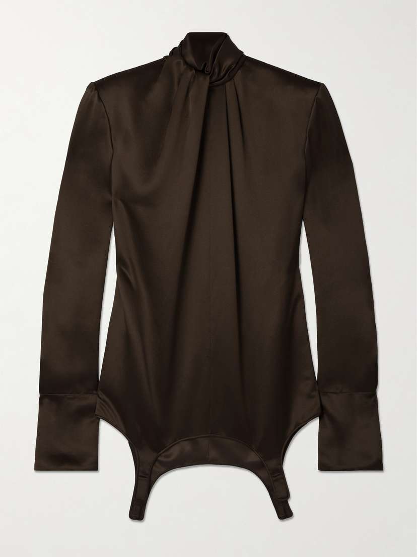 Saint Laurent Twisted Silk-satin Turtleneck Mini Dress