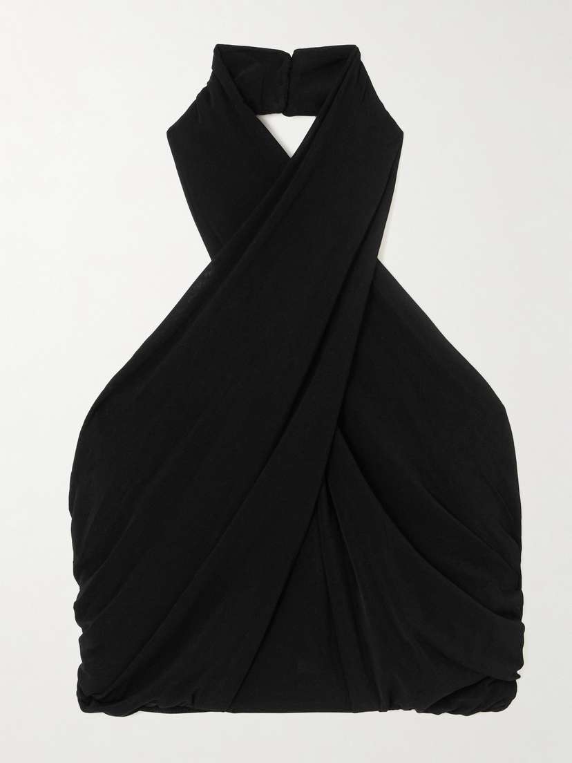 Saint Laurent Draped Ruched Stretch-jersey Halterneck Top