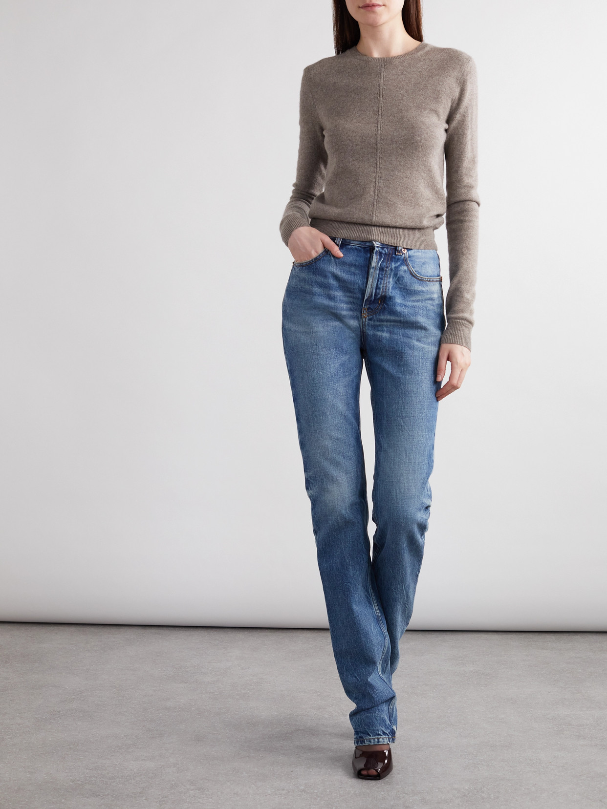 Saint Laurent Cashmere Sweater In Brown