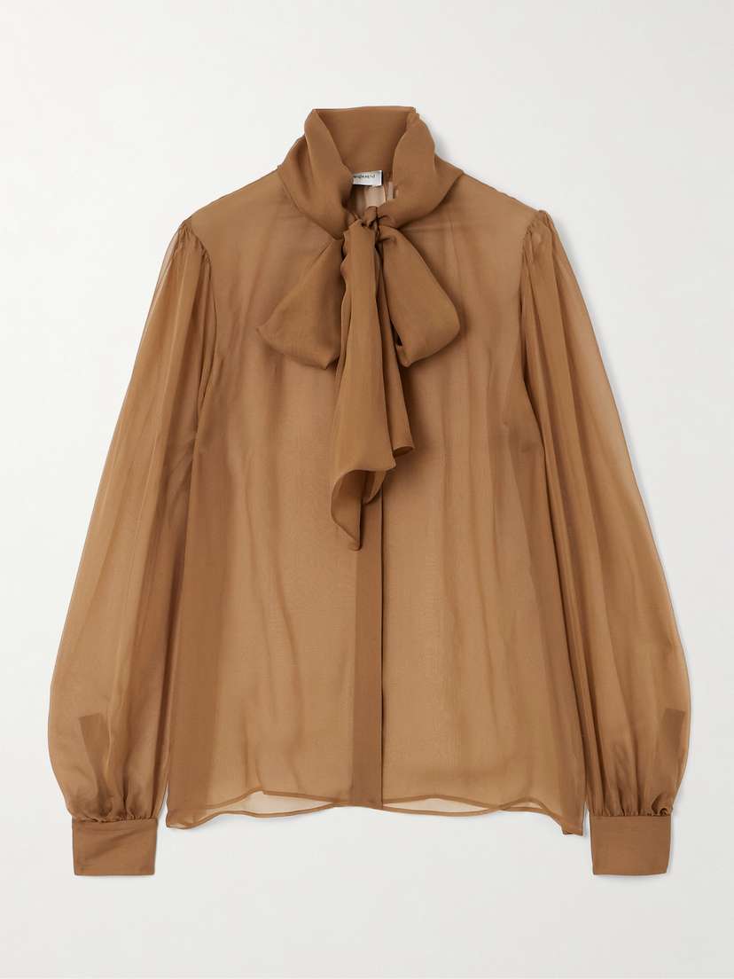 Saint Laurent Pussy-bow Silk-chiffon Blouse