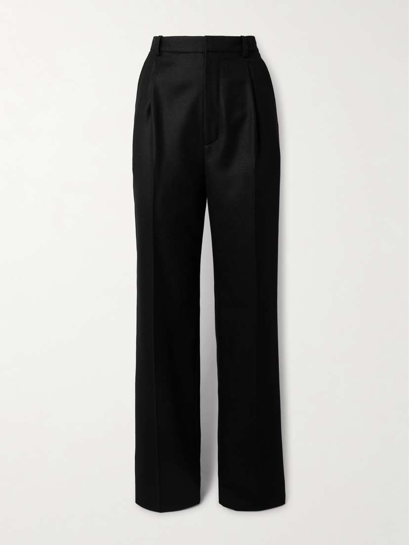 Saint Laurent Pleated Cashmere-twill Wide-leg Pants