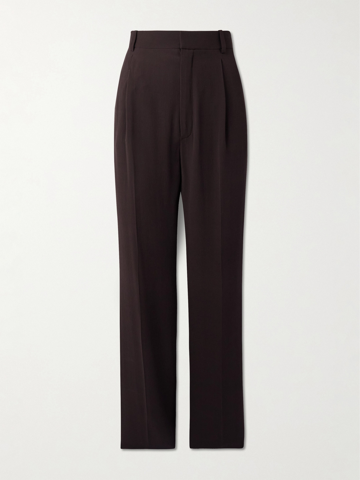 Saint Laurent Silk-georgette Straight-leg Pants In Brown