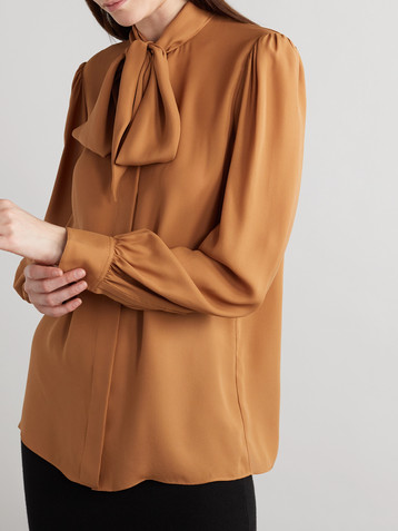 Saint Laurent Pussy-bow silk shirt