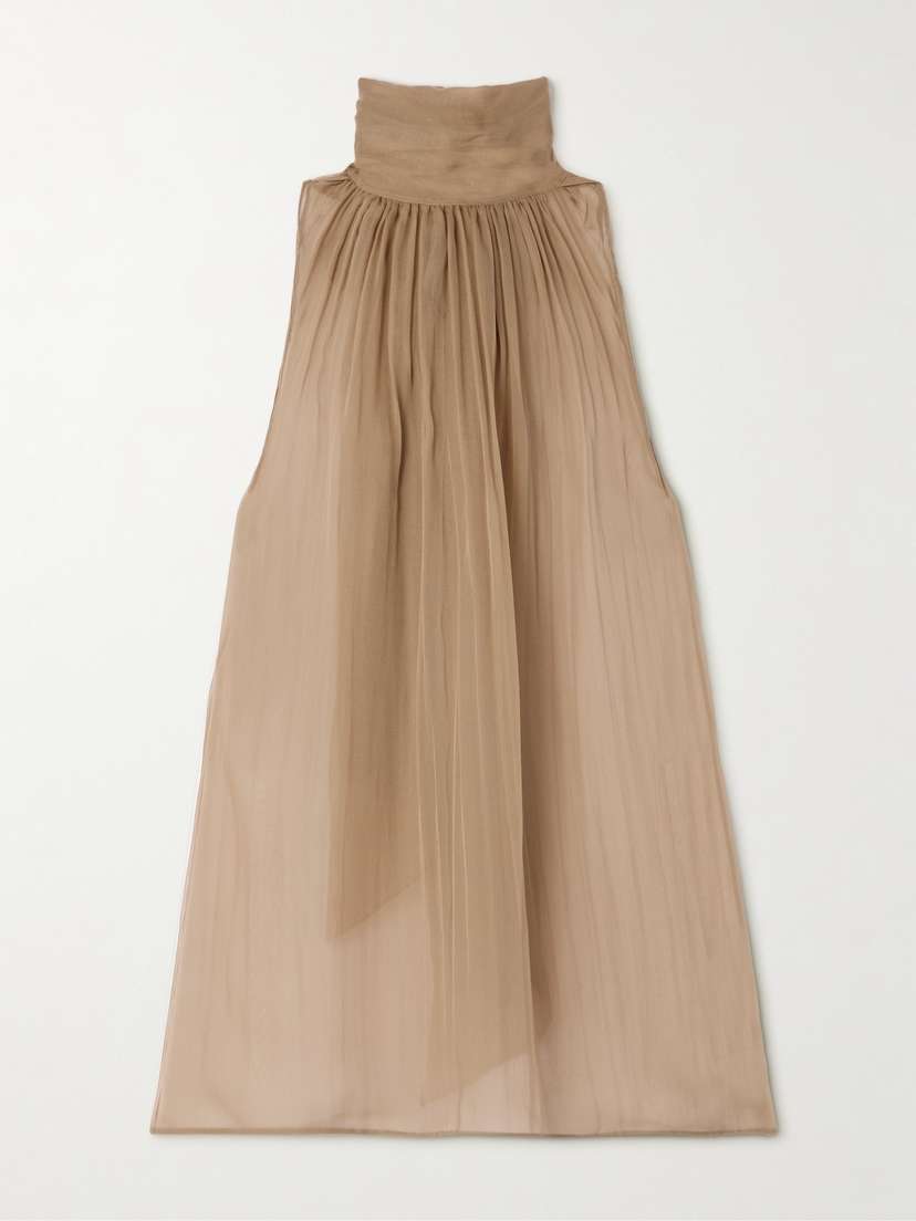 Saint Laurent Gathered Tie-detailed Silk-chiffon Blouse