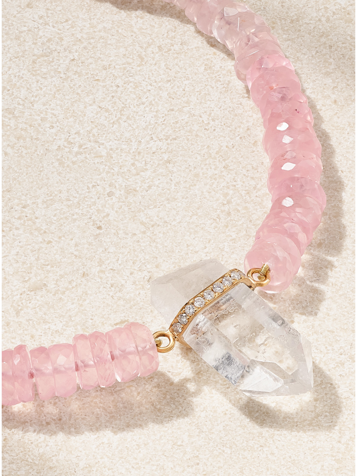 Jia Jia Gold, Quartz And Diamond Necklace In Pink