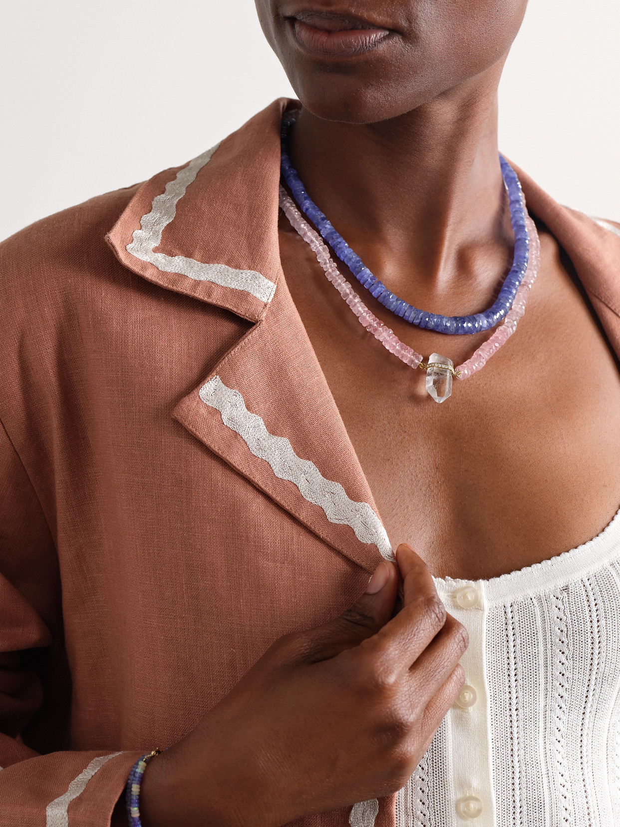 Jia Jia Gold, Quartz And Diamond Necklace In Pink
