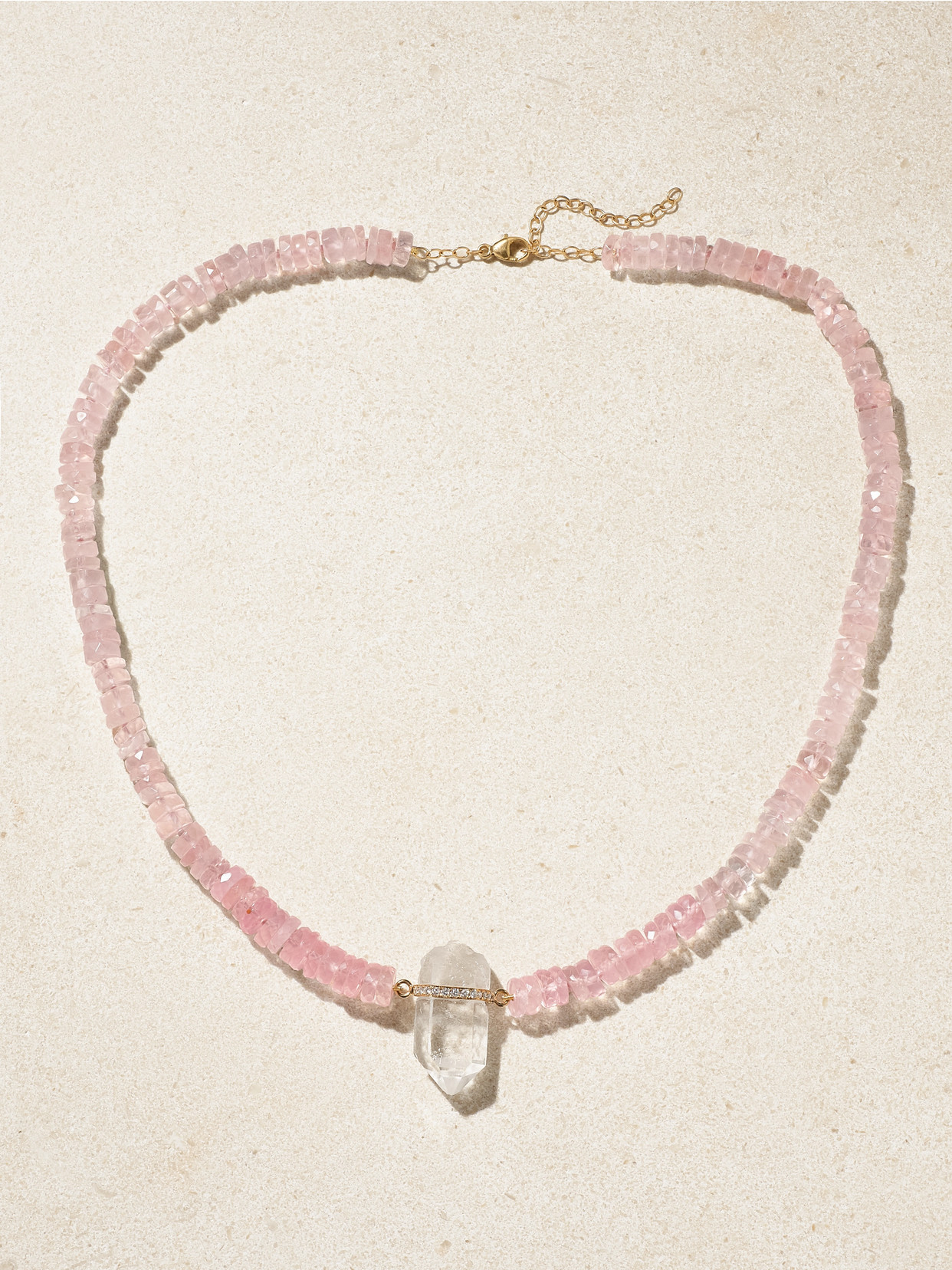 Jia Jia Gold, Quartz And Diamond Necklace In Pink