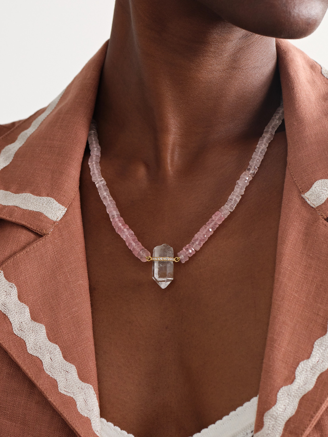 Jia Jia Gold, Quartz And Diamond Necklace In Pink