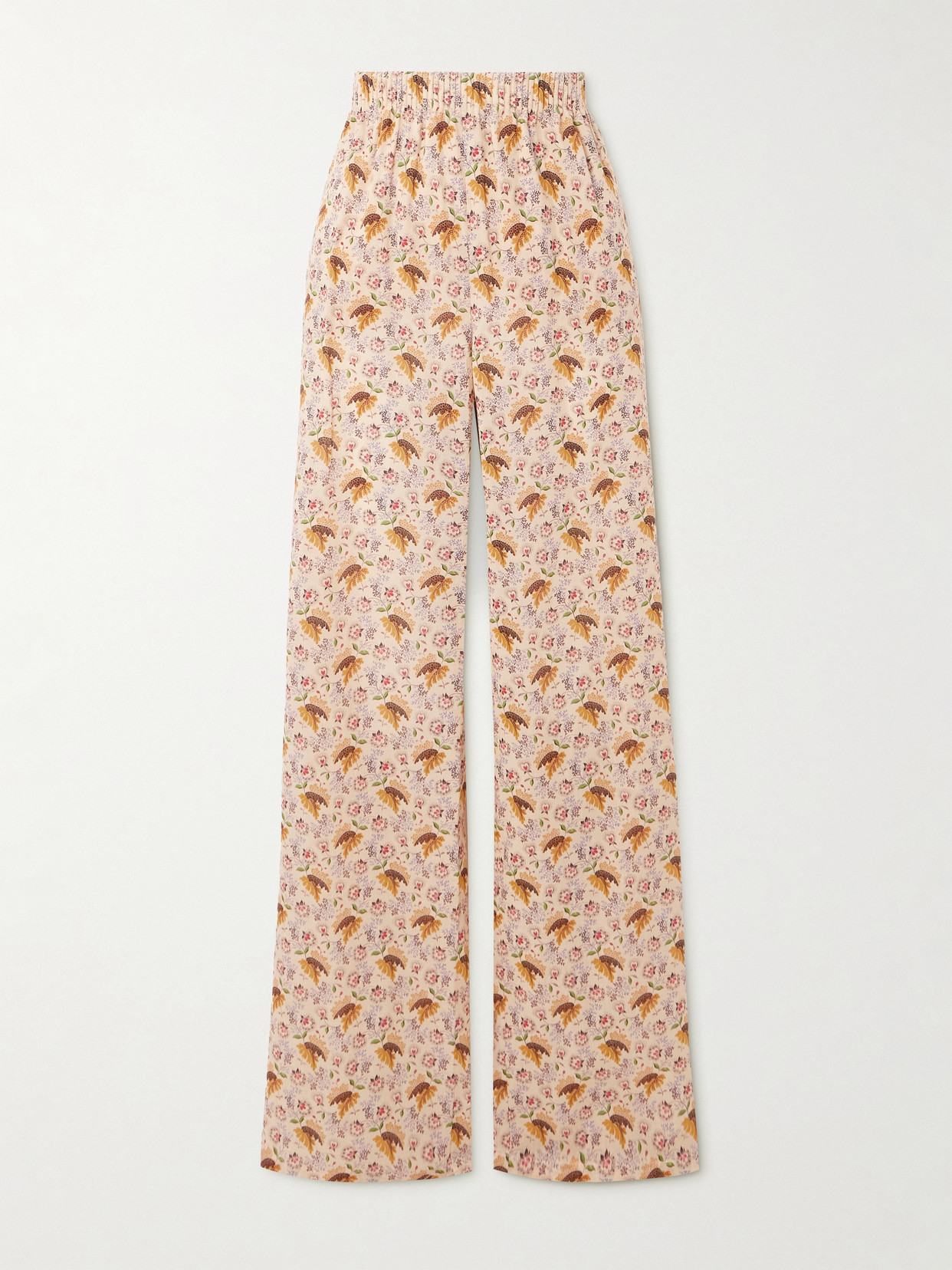 Valentino Floral-print Cotton-muslin Pants In Orange