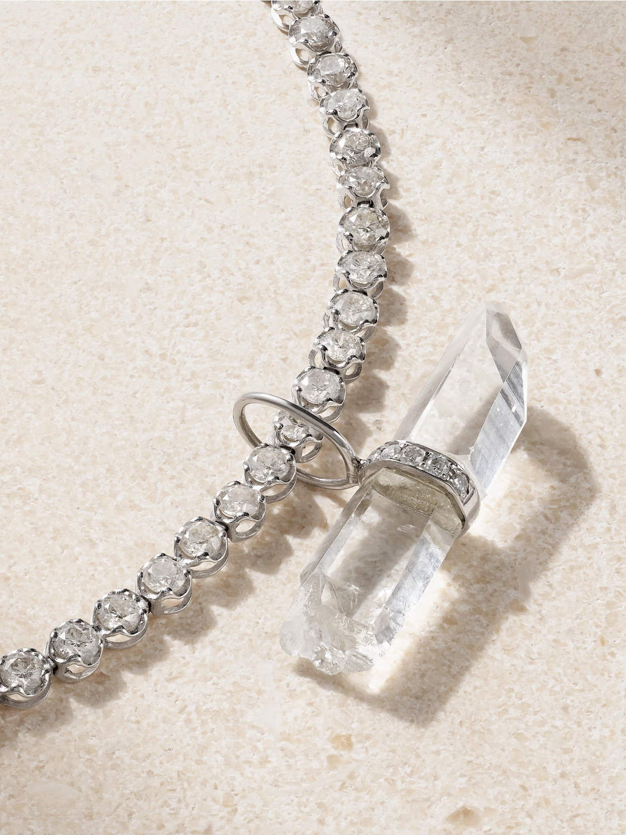 Shop Jia Jia White Gold, Quartz And Diamond Bracelet In Silver