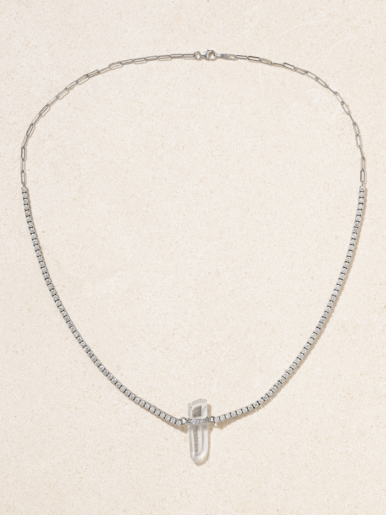 Jia Jia White Gold, Quartz And Diamond Necklace In Silver