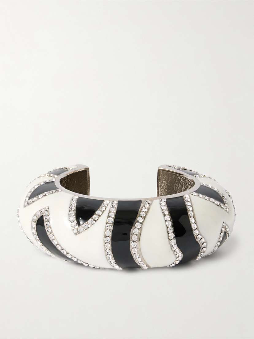 Jacquemus Zebra Silver-tone, Enamel And Crystal Cuff