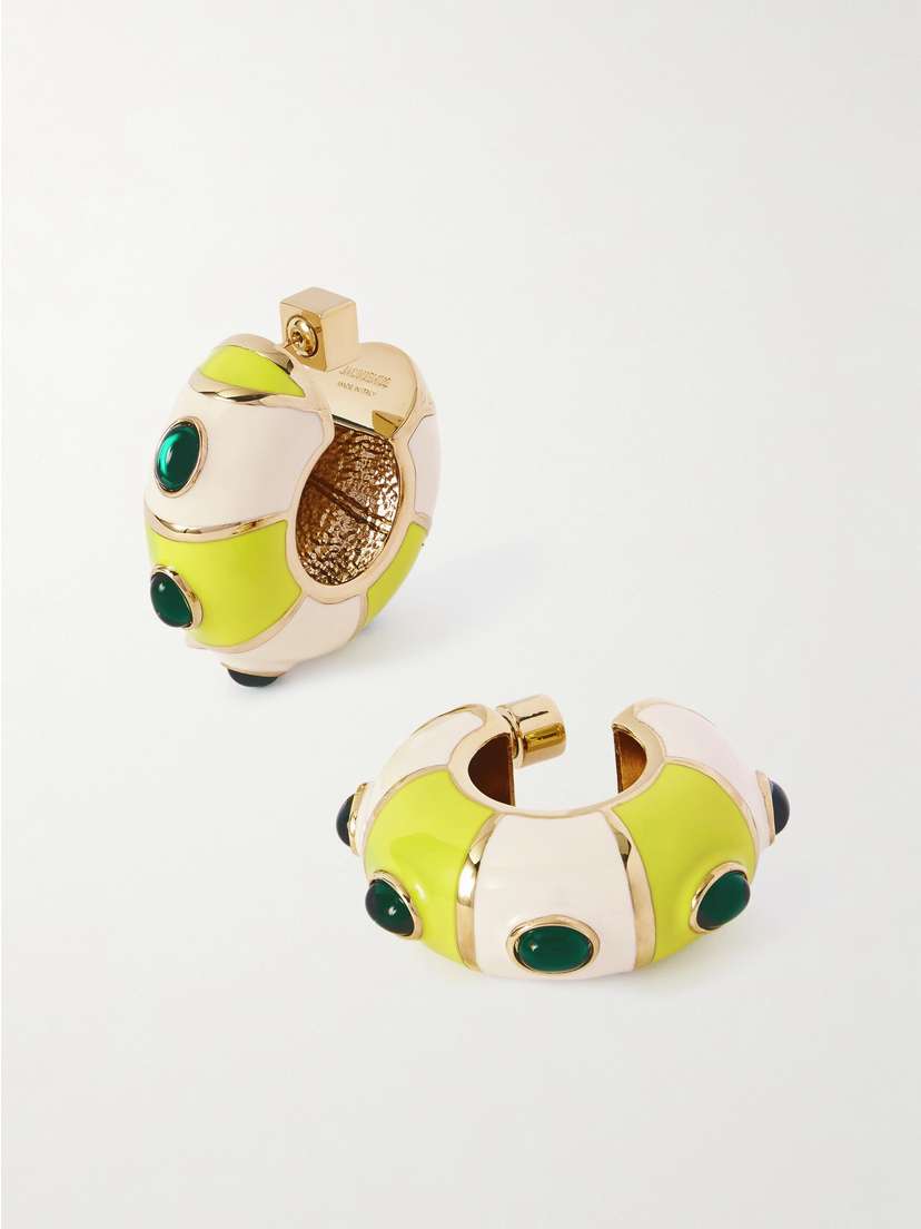 Jacquemus Les Boucles Rayures Gold-tone, Enamel And Crystal Earrings