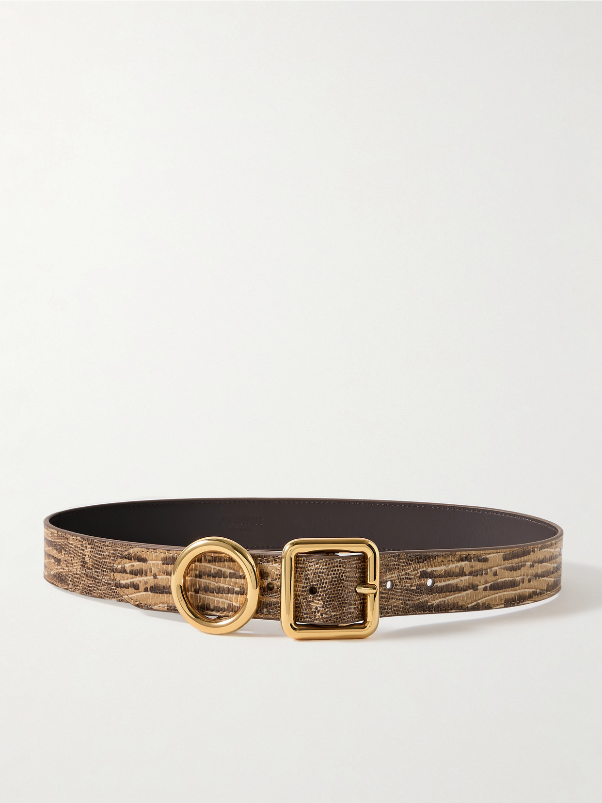 Jacquemus Regalo Embellished Lizard-effect Leather Belt In Neutrals