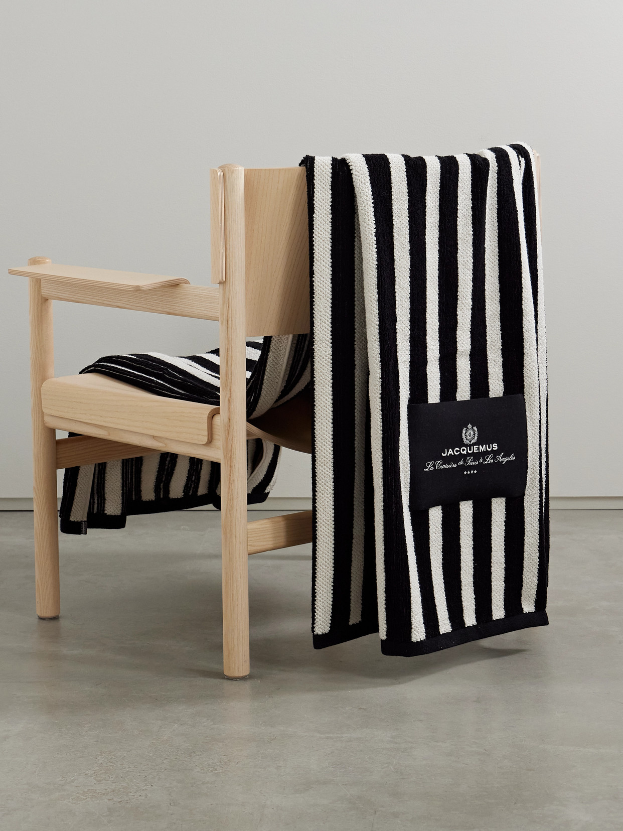 Jacquemus Rayures Striped Cotton And Linen-blend Terry Towel In Black