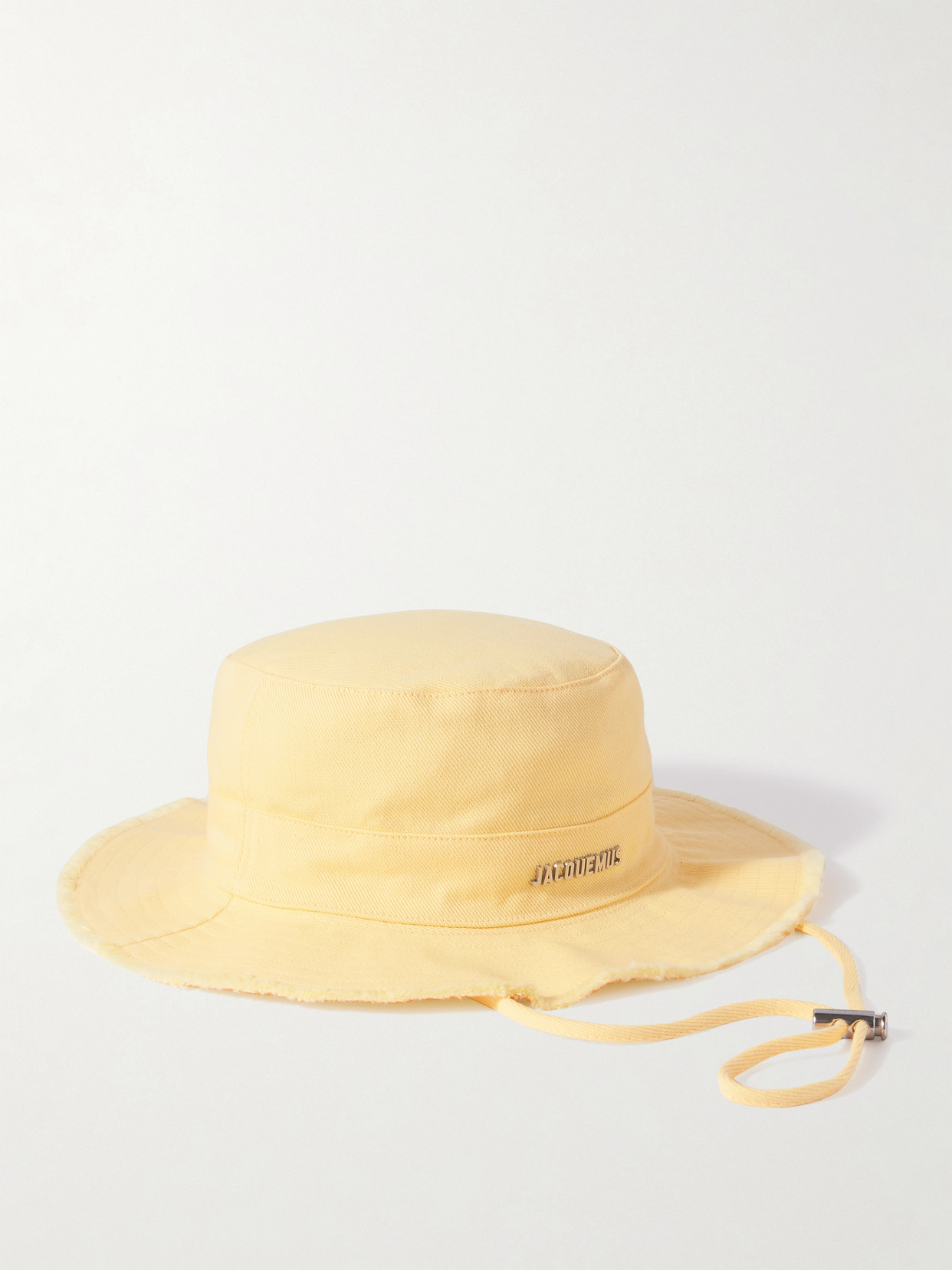 Jacquemus - Artichaut Embellished Frayed Cotton-twill Bucket Hat - Pastel yellow